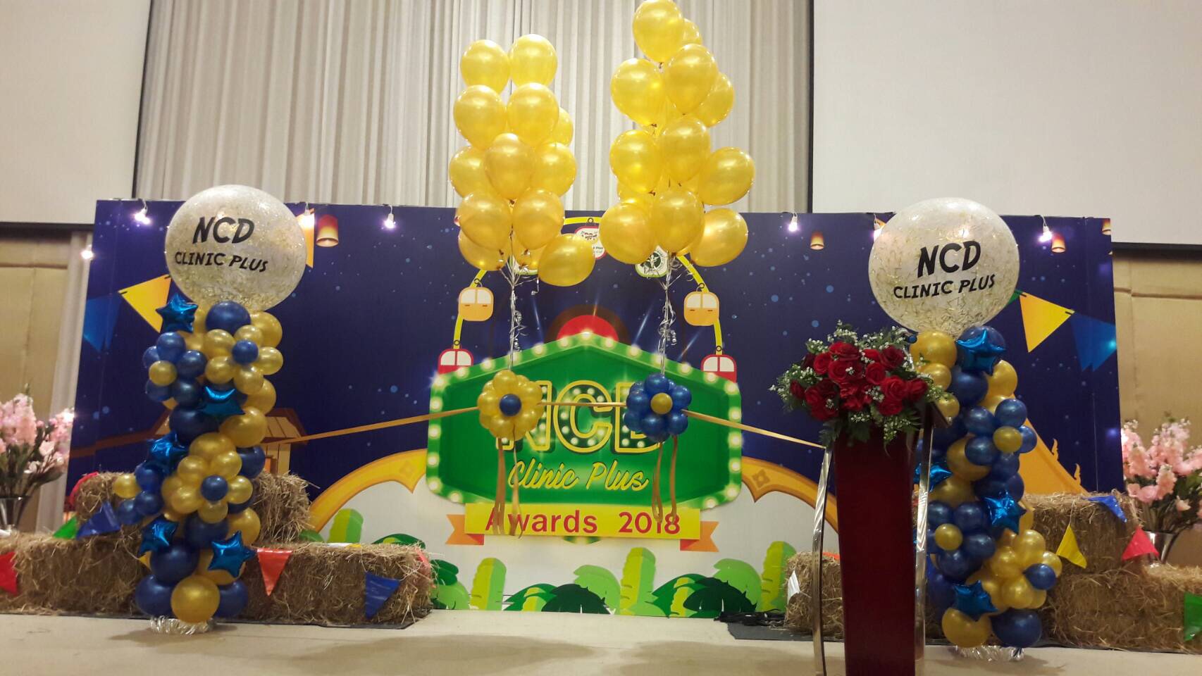 เสาลูกโป่งเปิดงาน ตัดริบบิ้น