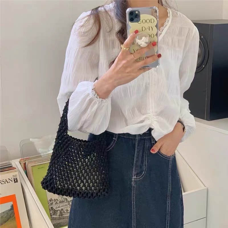 กระเป๋าจิ๋ว กระเป๋าถัก กระเป๋าคล้องแขน กระเป๋าเกาหลี กระเป๋าคาเฟ่ 💙