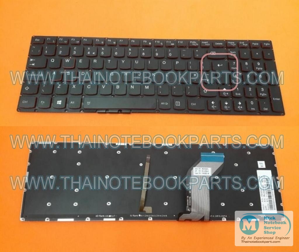 MT08858 Original New for Lenovo IdeaPad Y700-15ISK Y700-17ISK UK Black Backlit Keyboard (สินค้าใหม่,New) 1