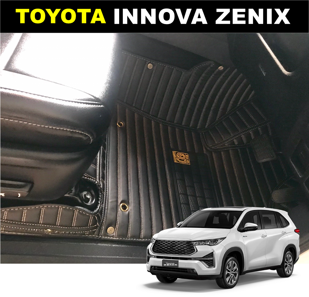 พรมปูพื้นรถยนต์ 5D TOYOTA INNOVA ZENIX ปี2023-2029 หนังลายตรง เต็มคัน7ชิ้น (เเจ้งสีในเเชทได้นะคะ)