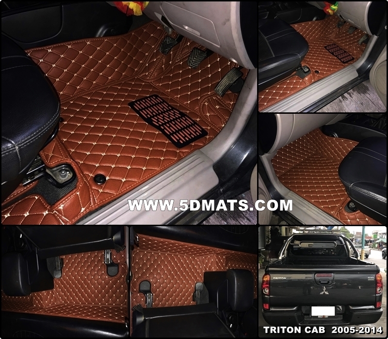 พรมปูพื้นรถยนต์ 6D TRITON CAB ปี2005-2014 พรม6D หนา12 มิล สีน้ำตาลเข้ม