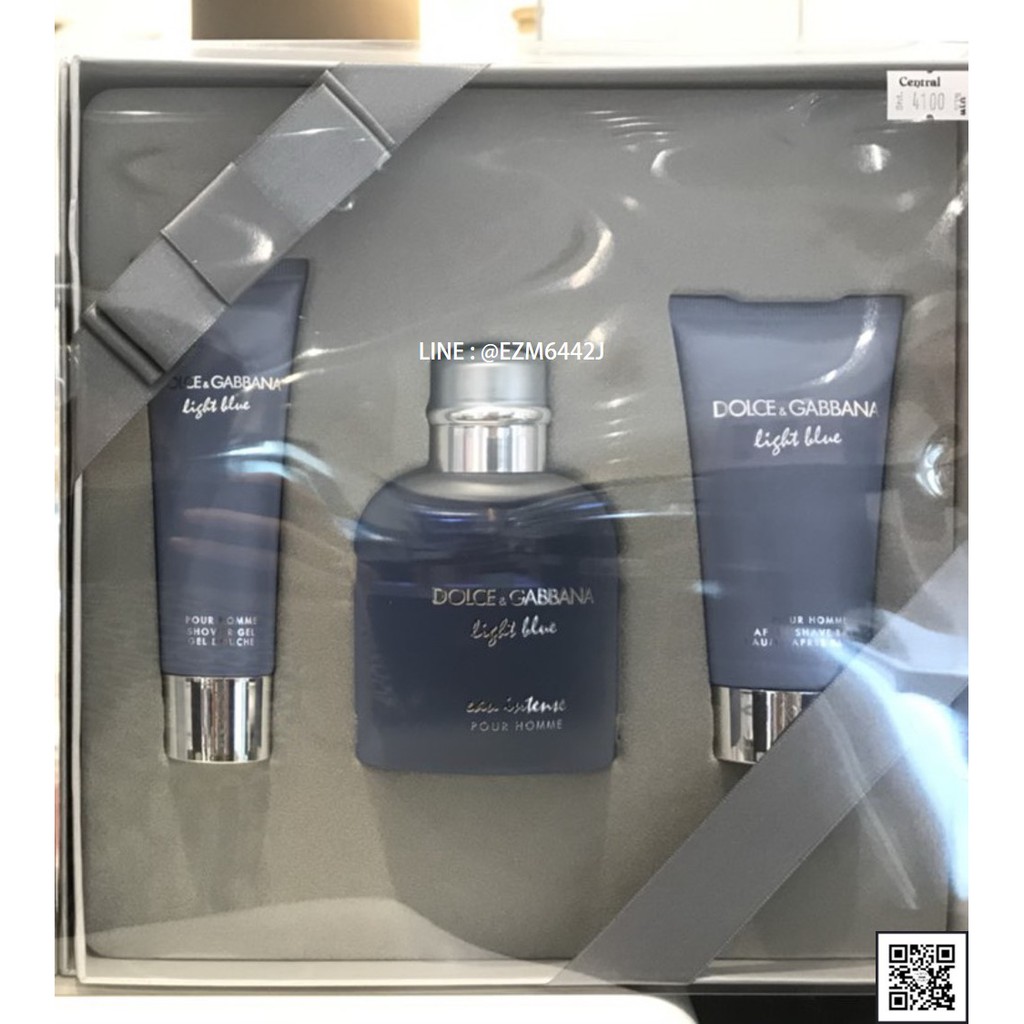 น้ำหอมแท้ SET 3 ITEMS DOLCE & GABBANA LIGHT BLUE FOR MEN INTENSE EAU DE TOILETTE SPRAY ของใหม่ เหมือนกับห้าง