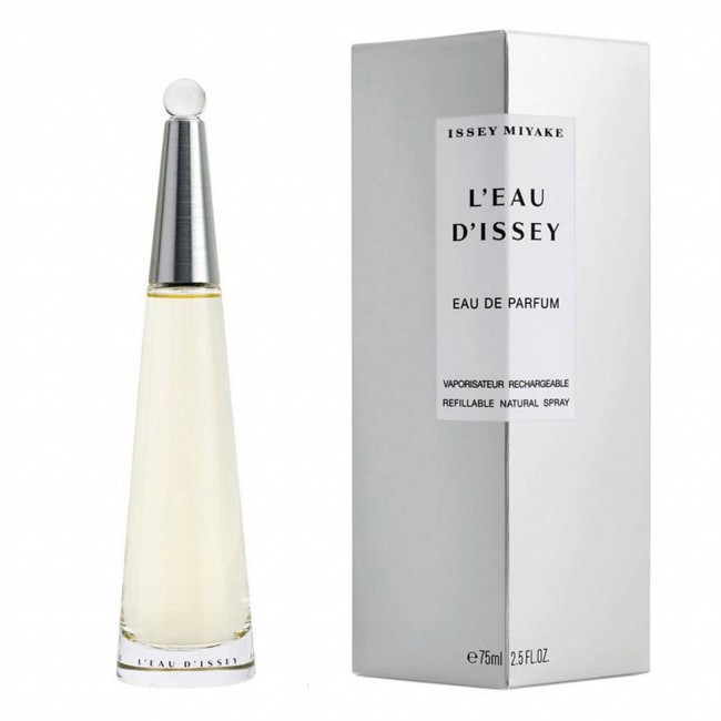 น้ำหอมแท้ ISSEY MIYAKE L' EAU D ' ISSEY REFILLABLE FOR WOMEN EAU DE PARFUM SPRAY 75 ML ของใหม่ กล่องซีล เหมือนกับห้าง
