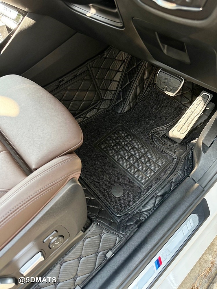 พรมปูพื้นรถยนต์ 7D BMW IX3 พรม7D บีเอ็มดับเบิ้ลยู เสริมใยดักฝุ่น สีเคฟล่าดำล้วน เต็มคัน (พร้อมส่ง)