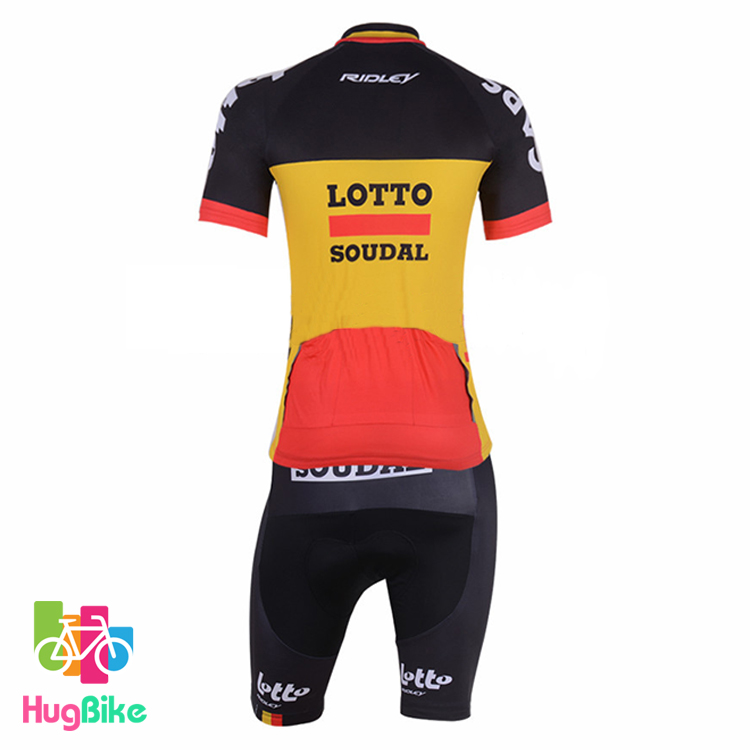 ชุดจักรยานแขนสั้นทีม Lotto Belisol 18 (01) สีดำเหลืองแดง