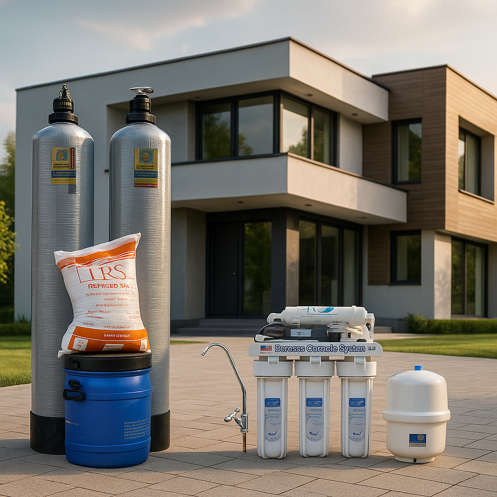 ถังกรองน้ำภายในบ้าน2ถังขนาดจุสาร50ลิตร+เครื่องกรองน้ำดื่มระบบRO