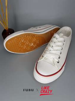 SNEAKER รองเท้าผ้าใบผู้ชาย สีขาว like-crazy ทรงCONVERSE สวมใส่ง่ายสบาย พร้อมลุย!!!!