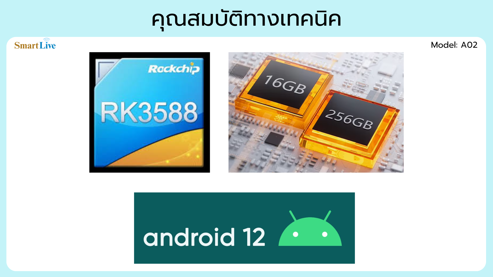 เครื่องไลฟ์สด SmartLive ใช้ชิป RK3588 และระบบ Android 12