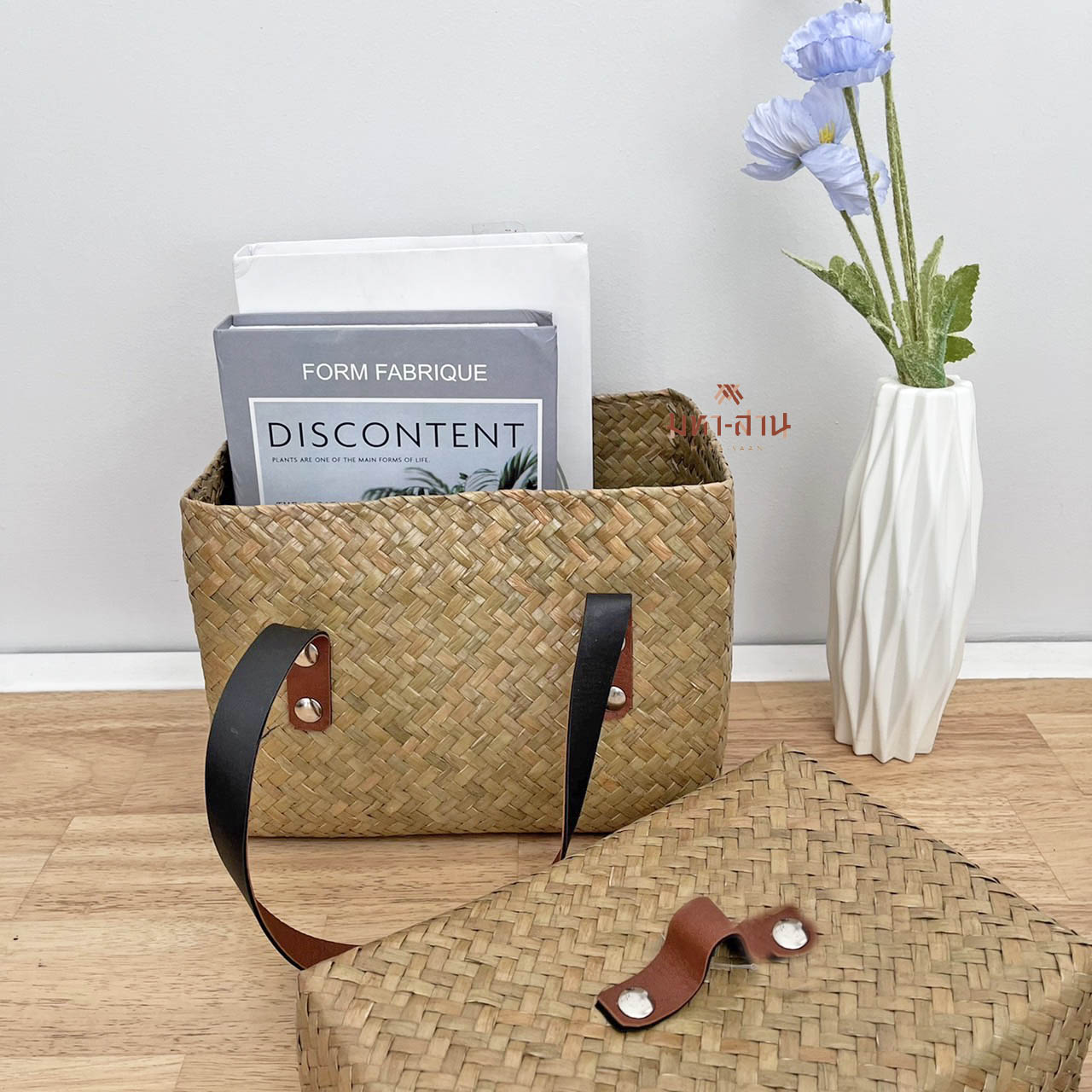 กล่องกระจูด ตะกร้าฝาปิด กล่องเก็บของ ตะกร้ามินิมอล ตะกร้ากระจูด 🧺 สำเนา