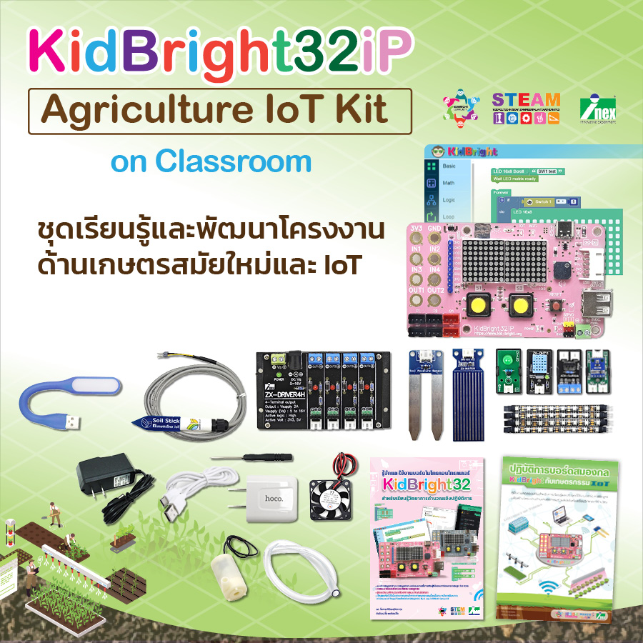 ชุดปฏิบัติการบอร์ด KidBright กับเกษตรกรรม IoT ในห้องเรียน (KidBright Agriculture IoT Kit on Classroom)