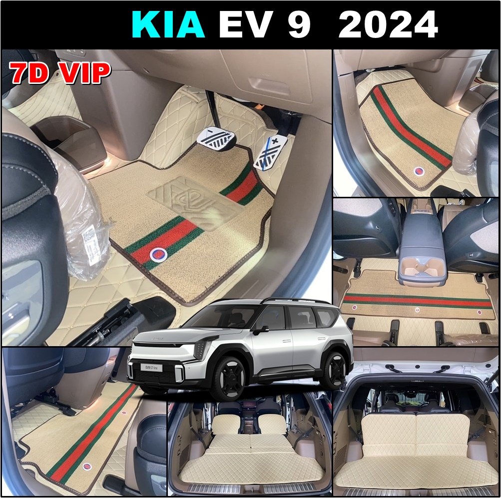 พรมปูพื้นรถยนต์ 7D KIA EV 9 2024 พรม7D QJ เกีย อีวี9 เสริมใยดักฝุ่น หนาพิเศษ รวมแผ่นท้าย เต็มคัน