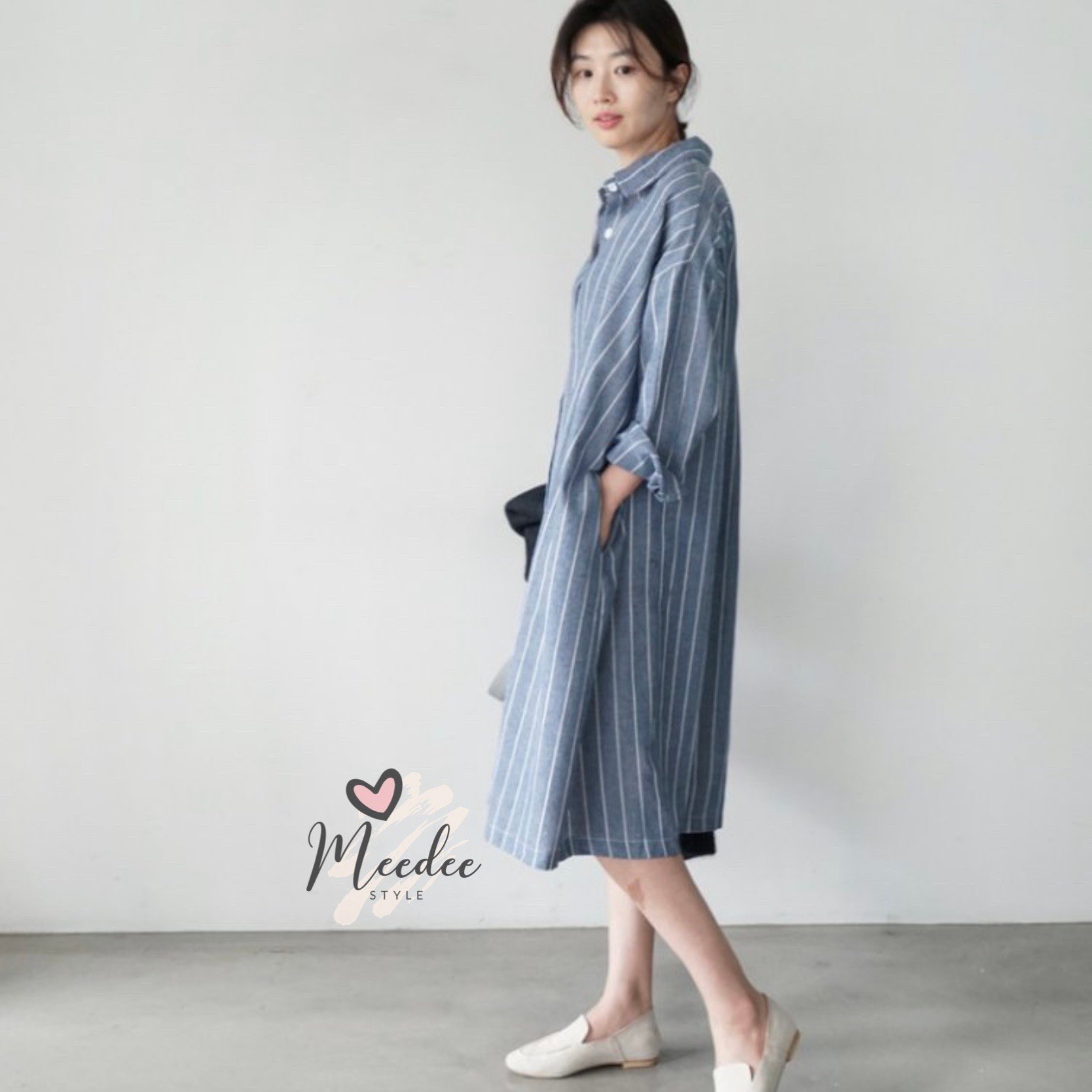 เดรสเชิ้ตลายทาง