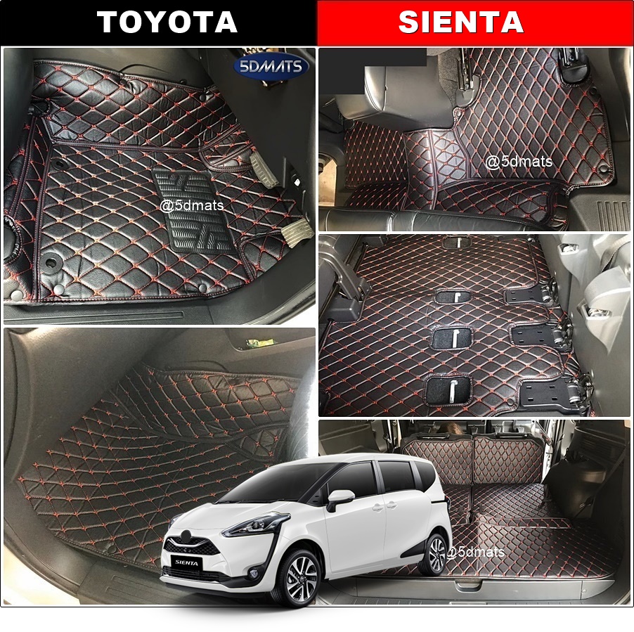 พรมปูพื้นรถยนต์6D TOYOTA SIENTA พรม6D หนังpvcแท้ หนานุ่ม เกรดA เต็มคัน (7ชิ้น) st