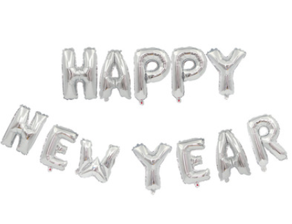 14 นิ้ว HAPPY NEW YEAR สีเงิน
