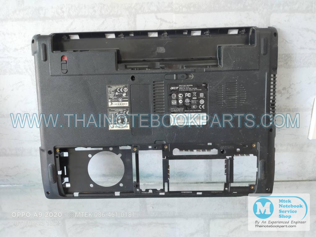 MT05090 บอดี้ล่างโน้ตบุ๊ค Acer Aspire 4551, 4741 - 39.4GY02.XXX Mainbaord Bottom Casing (มีตำหนิเส้นพลาสติกตรงช่อง DVD หัก มือสอง) 2