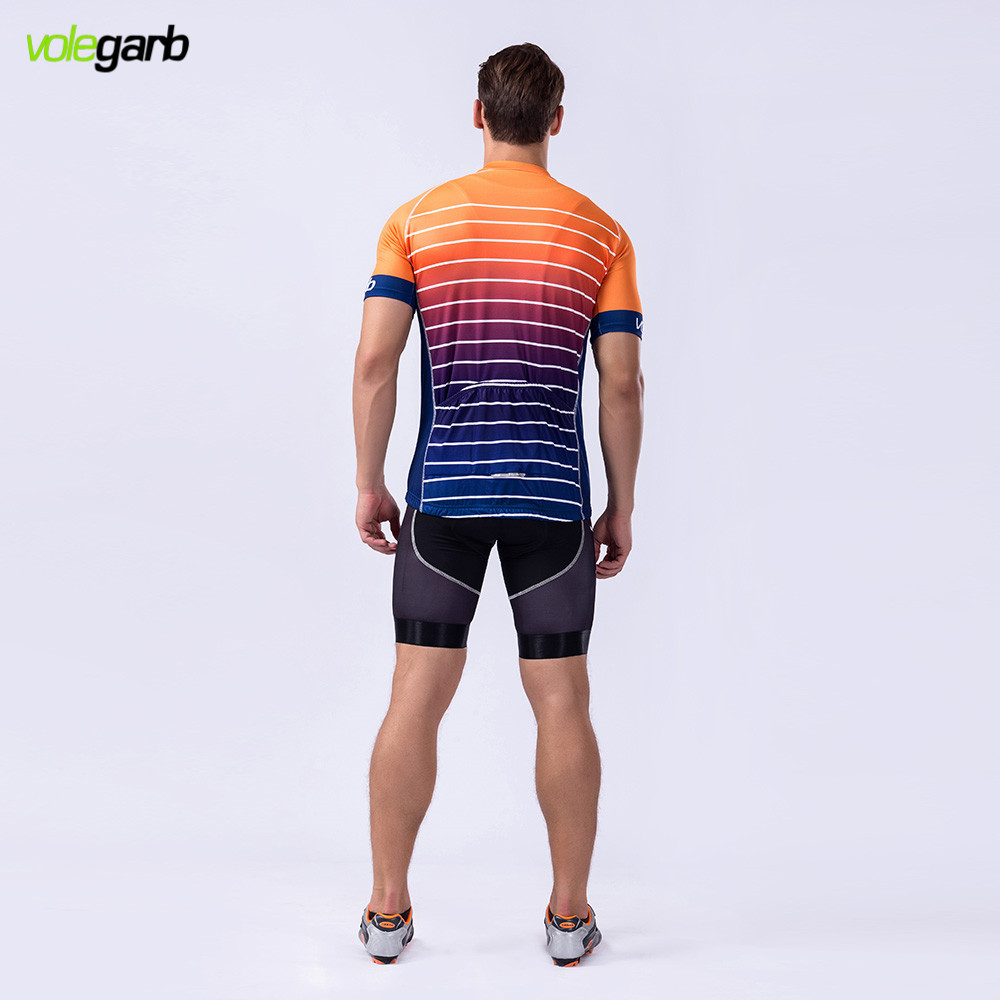 ชุดจักรยานแขนสั้น Volegarb 18 (01) สีส้มน้ำเงินลายขาว
