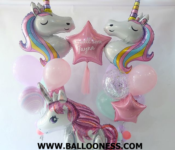เซทวันเกิดม้ายูนิคอร์น + ดาวขนาด24นิ้ว พร้อมข้อความ / Set Happy Birthday Unicorn + Star 24"