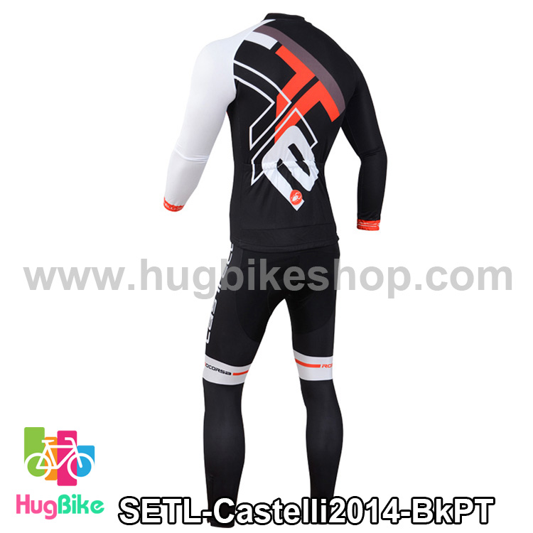 ชุดจักรยานแขนยาวทีม Castelli 14 สีดำลายขาวแดงเทา