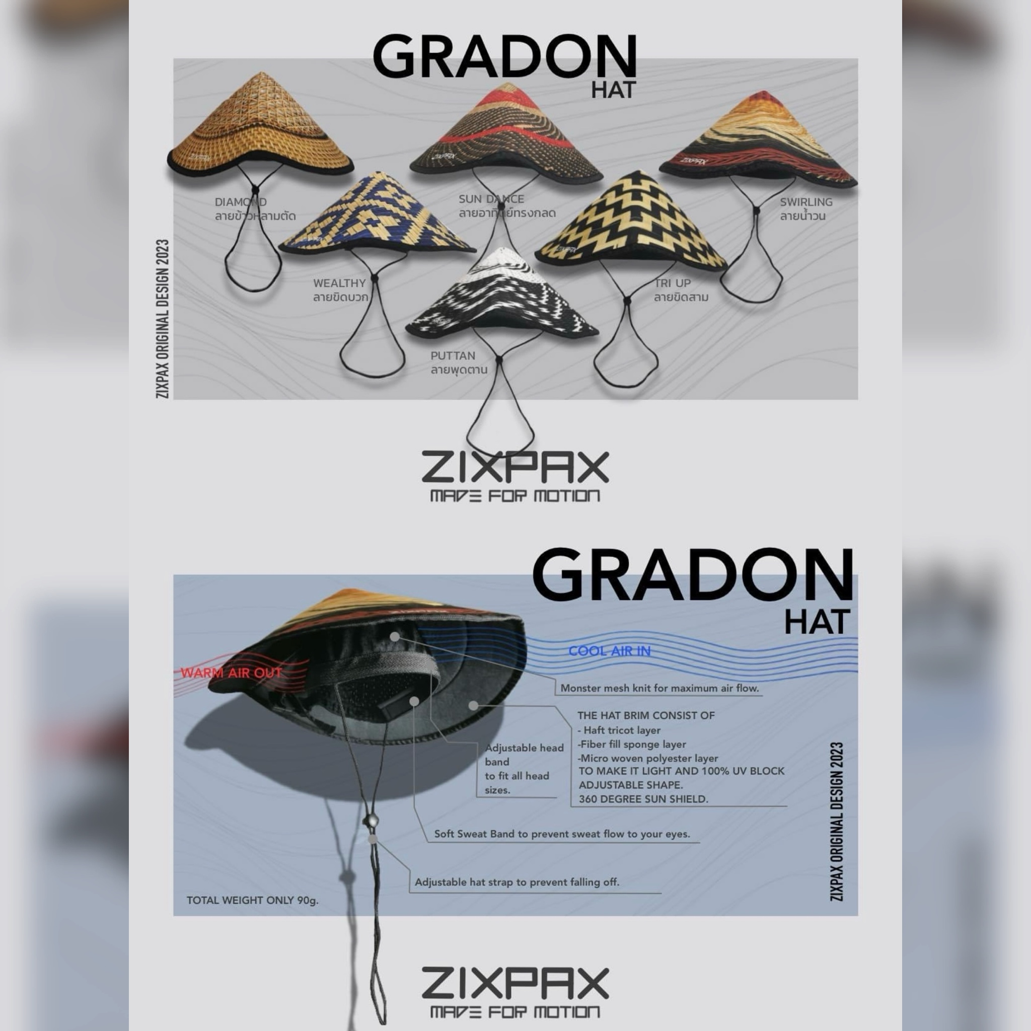 หมวกปีกรอบ Zixpax X Gradon Running Hat (6ลาย)