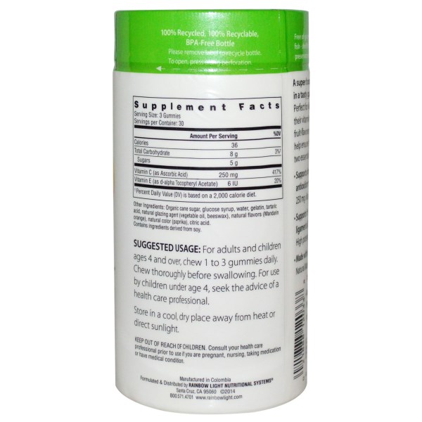 Rainbow Light, Gummy Vitamin C Slices, Tangy Orange Flavor, 90 Gummies