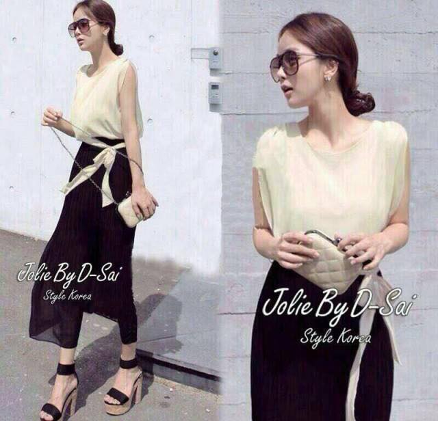 Jolie By D-Sai Maxi Dress ~ Korea Design Maxi Dress ชุดแม๊กซี่เดรสยาวเนื้อผ้าชิฟฟ่อน ตัวเสื้อ Design เก๋ๆตัดต่อ 2 ชั้น