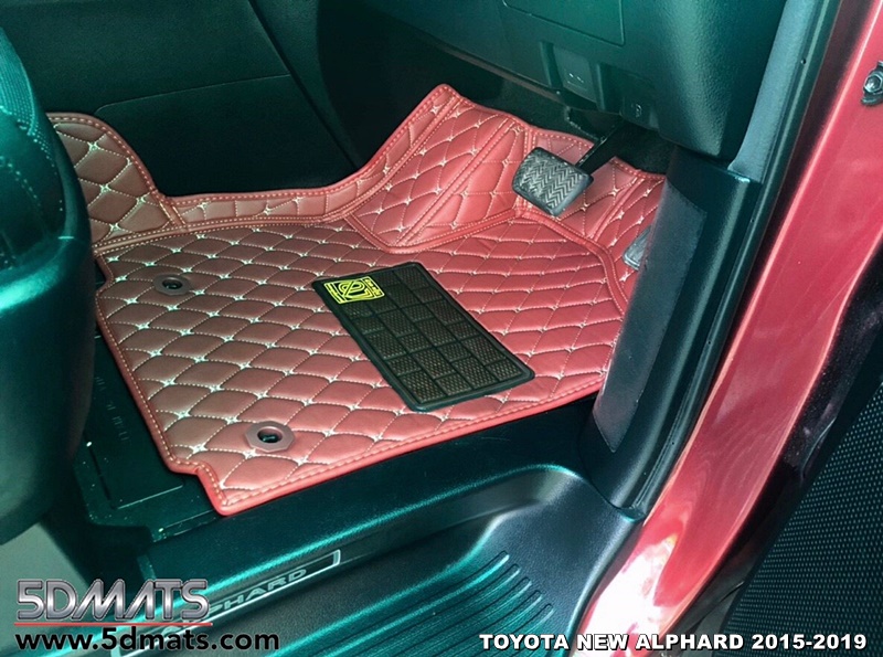 พรมปูพื้นรถยนต์6D TOYOTA ALPHARD (ปี2015-2020) หนาพิเศษ สีไวน์แดง เต็มคัน