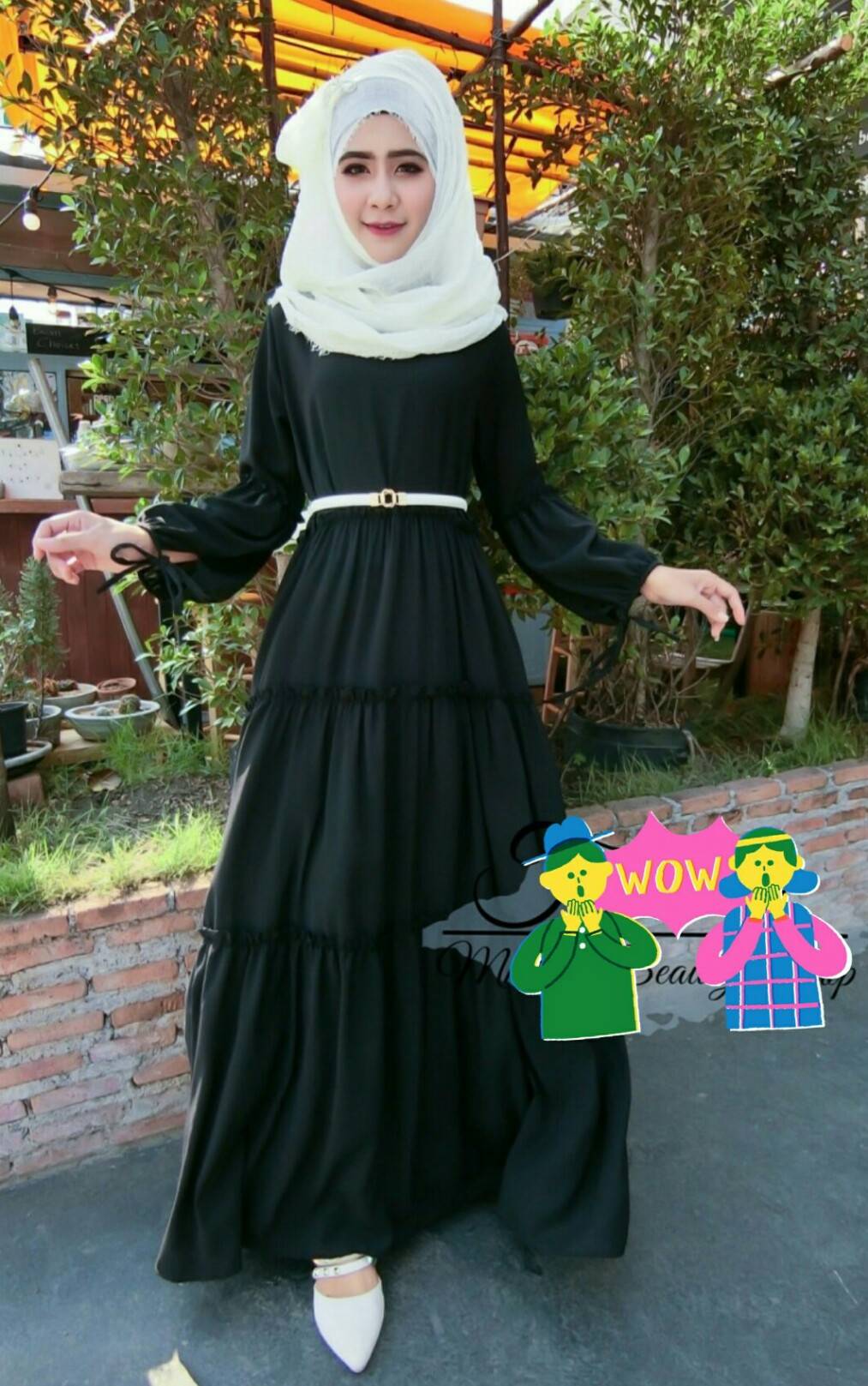 เดรสยาวสีพื้น