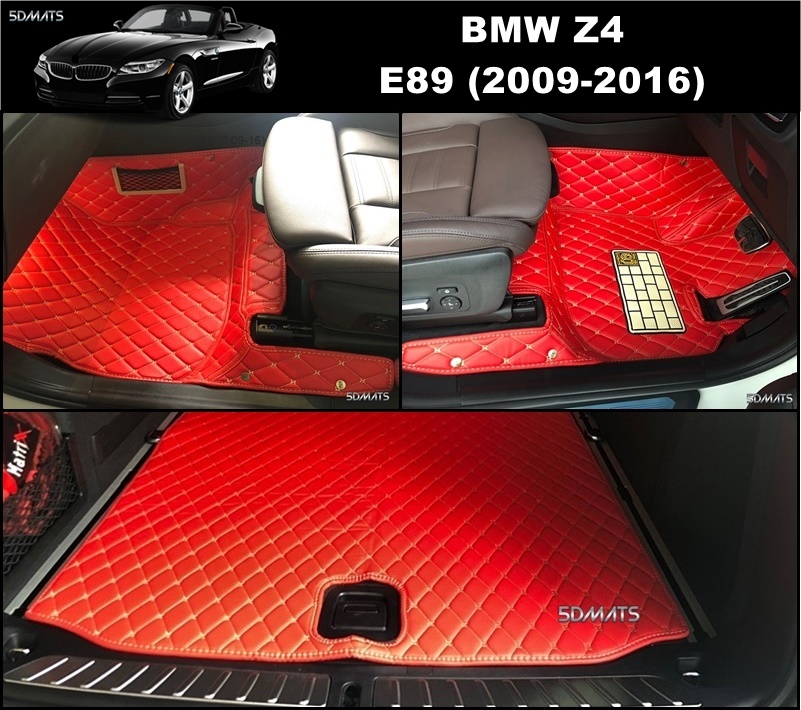 พรมปูพื้นรถยนต์6D BMW Z4 E89 (2009-2016) รุ่น VIP สีแดง เต็มคัน