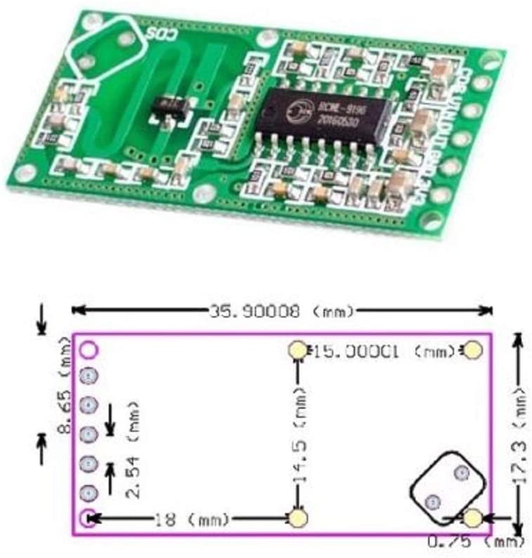 AppSoftTechเซ็นเซอร์ตรวจจับการเคลื่อนไหววัตถุ แบบคลื่นไมโครเวฟ (RCWL-0516 Microwave Radar sensor)