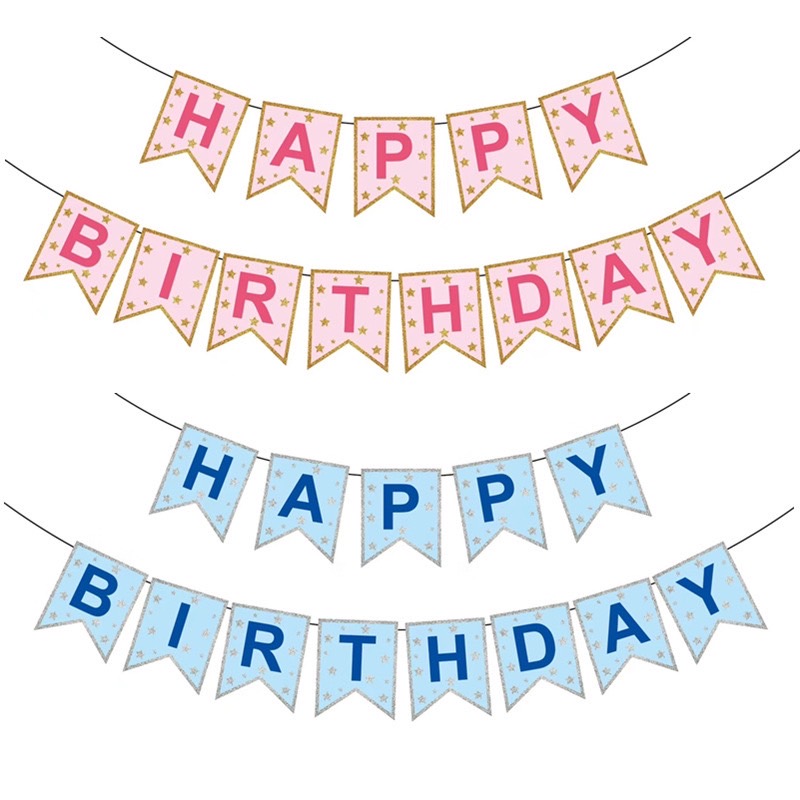 ป้ายธงวันเกิดกลิตเตอร์ /Glitter Happy Birthday Banner
