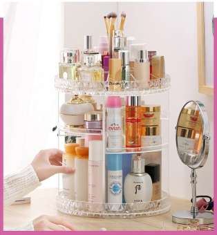 ชั้นวางเครื่องสำอาง กล่องใส่เครื่องสำอาง หมุนได้ 360° ชั้นเครื่องสำอาง LUX ACRYLIC จัดระเบียบโต๊ะเครื่องแป้ง กล่องอะคริลิคใส่เครื่องสำอาง