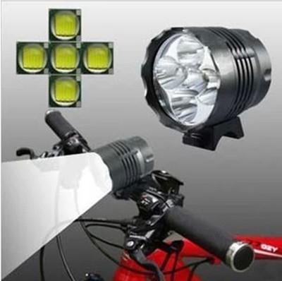 ไฟหน้าจักรยาน CREE XM-L T6 LED 5 ดวง ความสว่าง 6000 Lumen พร้อมแบตเตอรี่ครบชุด (DC)