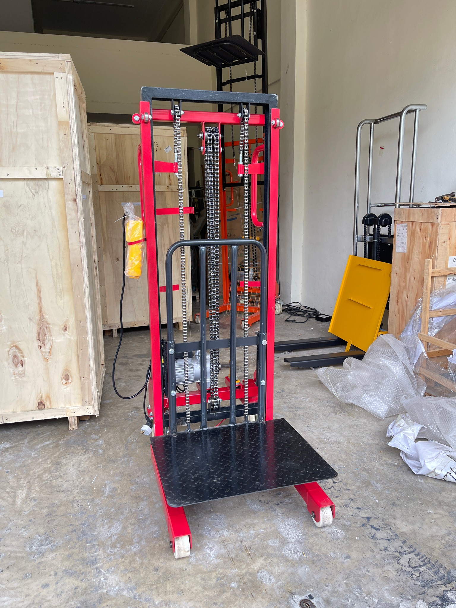 🌈รถเข็นยกของไฟฟ้า เข็นง่ายสะดวก ยกของได้สูงถึง 200 กิโลกรัม ปรับขึ้นลงด้วยระบบไฟฟ้า 1800w Electric Stacker DD1