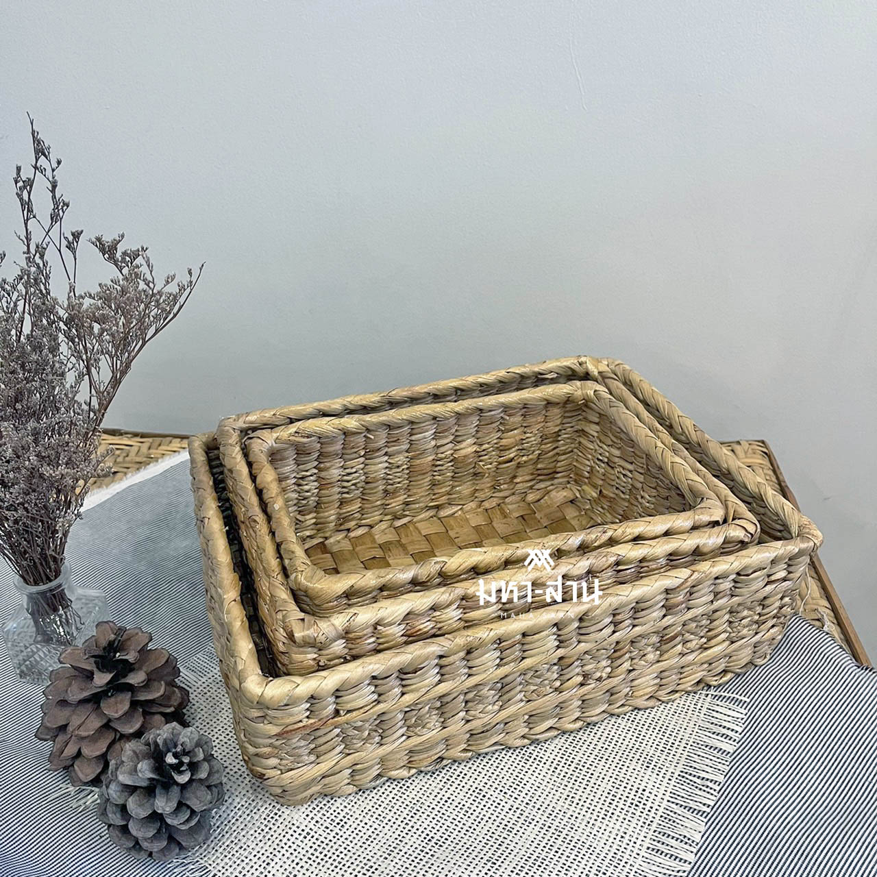 กล่องสาน ผักตบชวา มินิมอล ใส่ผลไม้ ถาดอาหาร💝