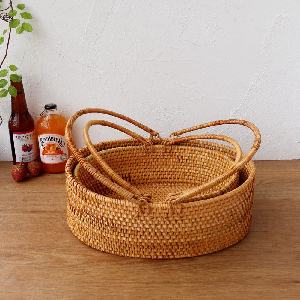 ตะกร้าปิคนิค ตะกร้าหวายหูหิ้ว กระเช้าของขวัญ พร็อพถ่ายรูป Rattanly Tray💕