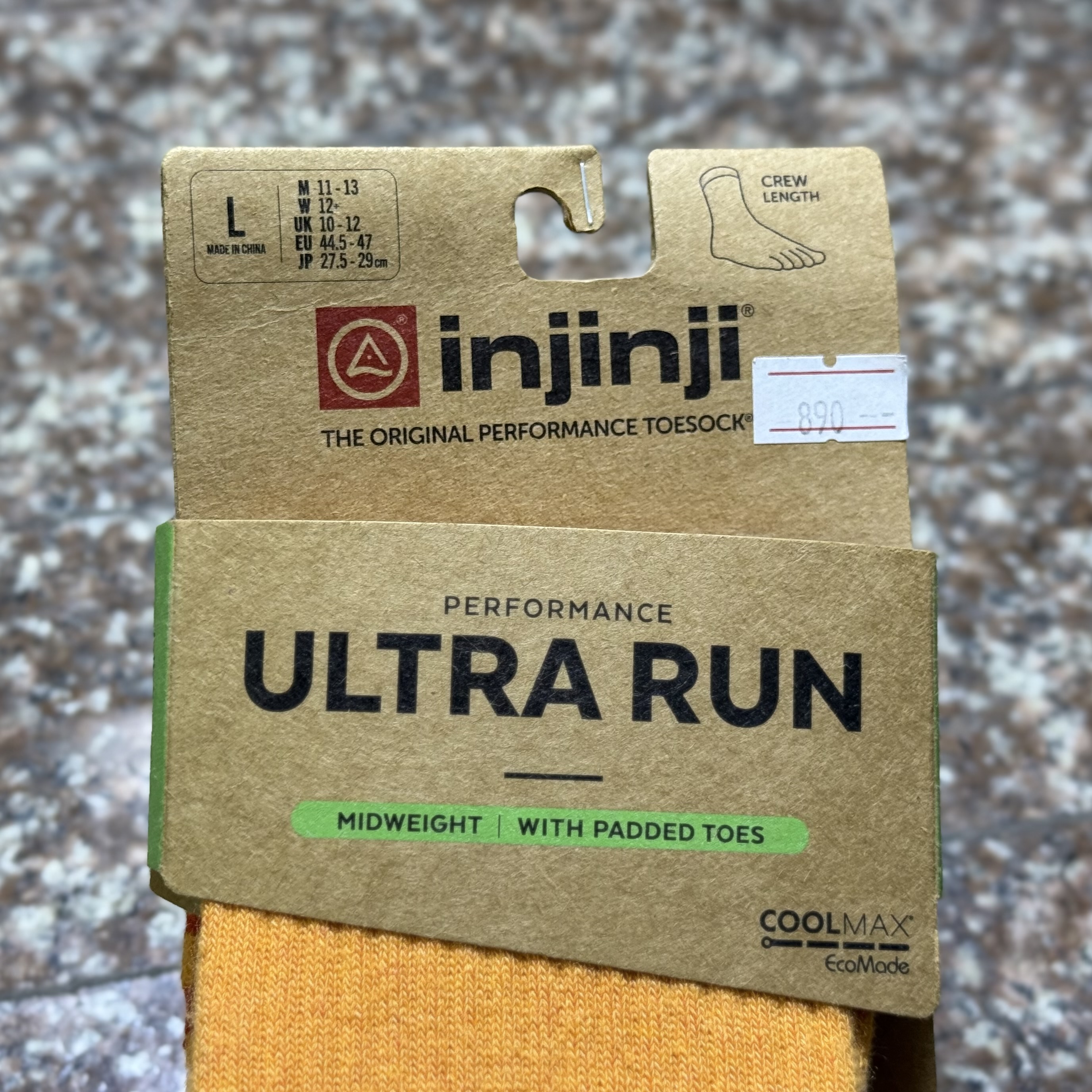 ถุงเท้าวิ่ง Injinji UltraRun Crew Running Socks ‘ORANGE’ (M,L)