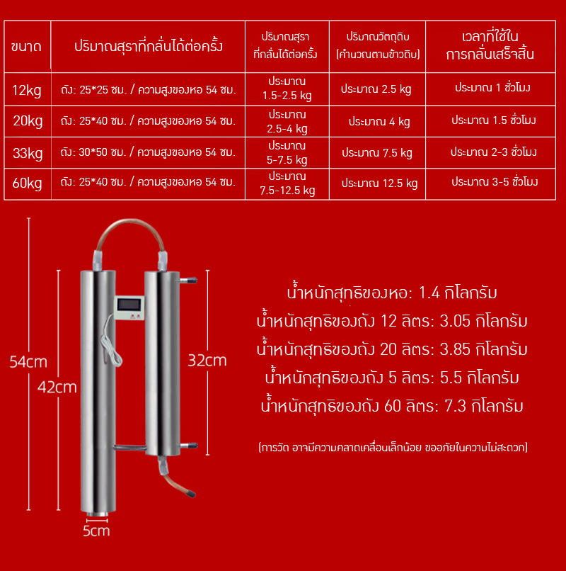 YANTAI-14 เครื่องกลั่นหม้อทองแดงอเนกประสงค์