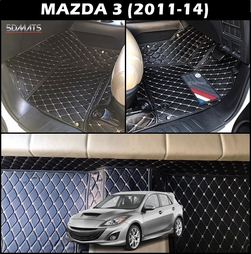 พรมปูพื้นรถยนต์ 6D MAZDA 3 (2011-14) พรม6D QX สวยงาม เข้ารูป เต็มคัน 3ชิ้น