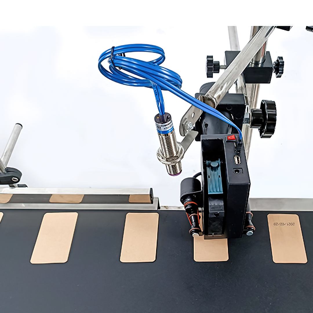 🌈เครื่องพิมพ์วันที่ผลิต วันหมดอายุ พิมพ์โลโก้ พร้อมโต๊ะสายพาน Intelligent hand-held inkjet print ⭐ชุดนี้รวม ขาตั้ง สายพาน พร้อมเซ็นเซอร์ ⭐