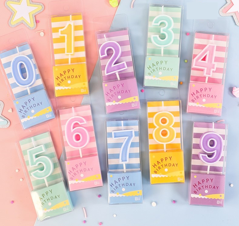 เทียนวันเกิดตัวเลข สีพาสเทลน่ารักๆ