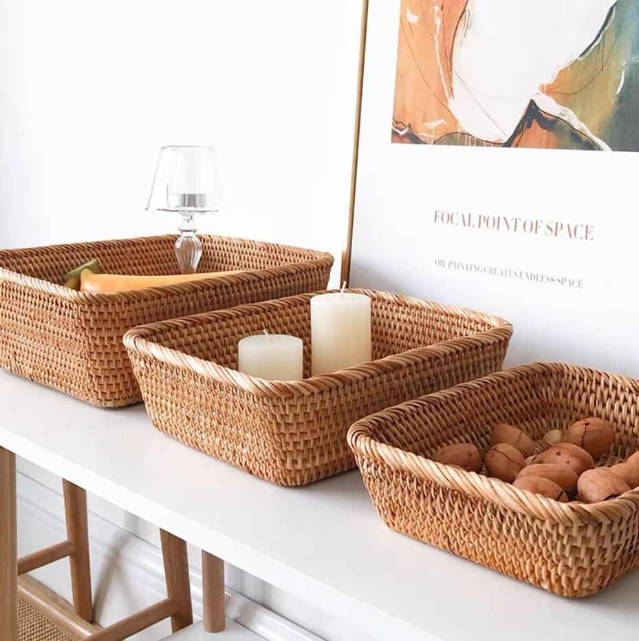 ถาดหวาย ถาดใส่อาหาร กล่องหวาย กล่องขนม พร็อพถ่ายรูป rattan tray🥯