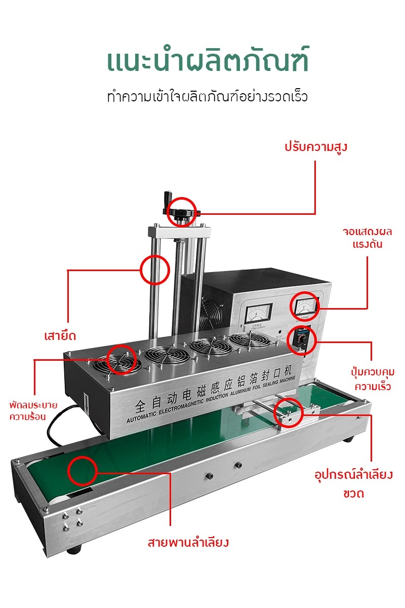 เครื่องปิดฝาฟอยล์อลูมิเนียมอัตโนมัติด้วยระบบเหนี่ยวนำไฟฟ้า