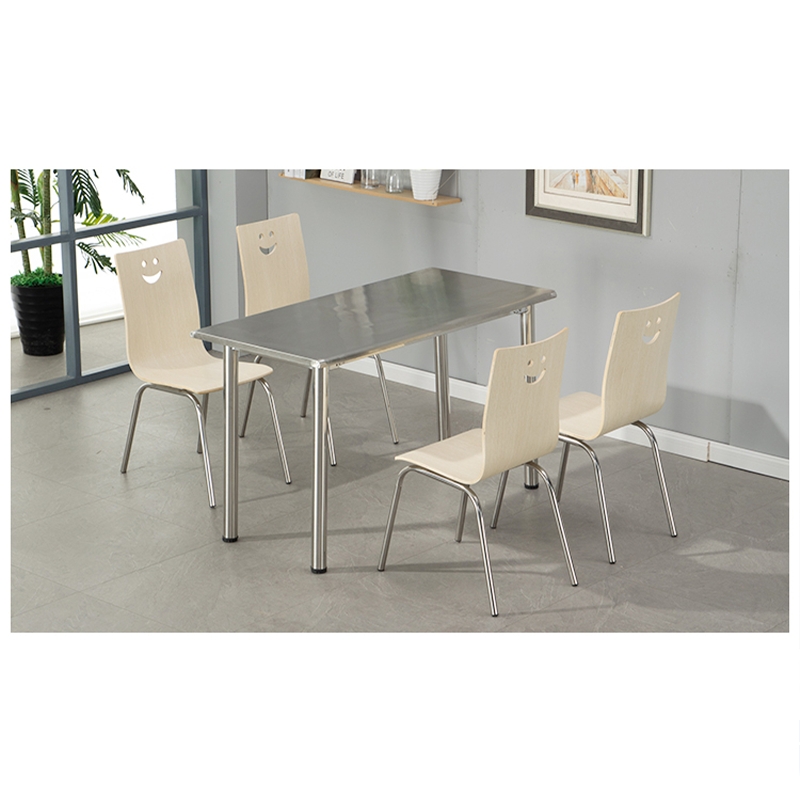 ชุดโต๊ะอาหารโรงอาหารสแตนเลส (แบบติดม้านั่ง)