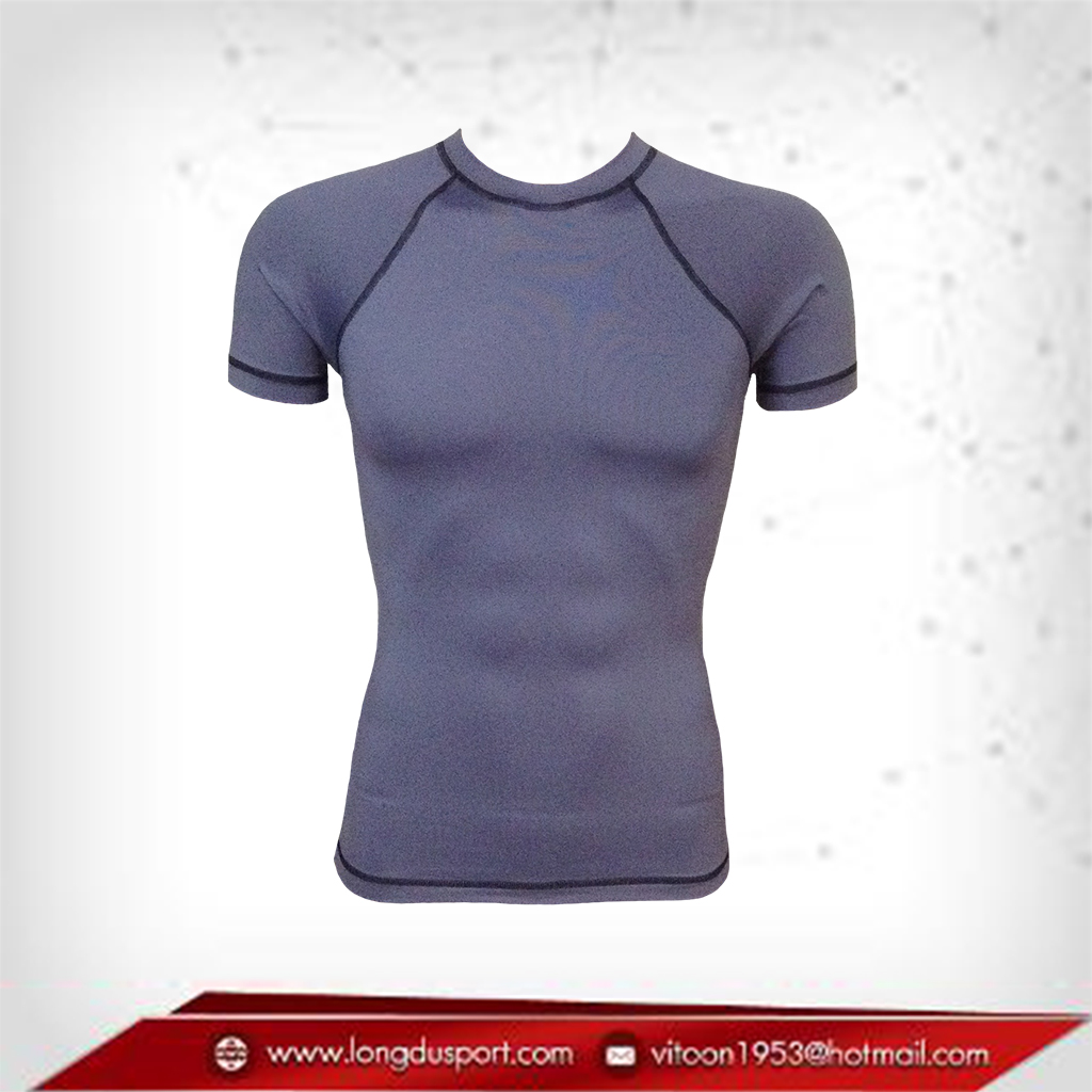 เสื้อรัดกล้ามเนื้อ แขนสั้นคอกลม สีเทา slategray