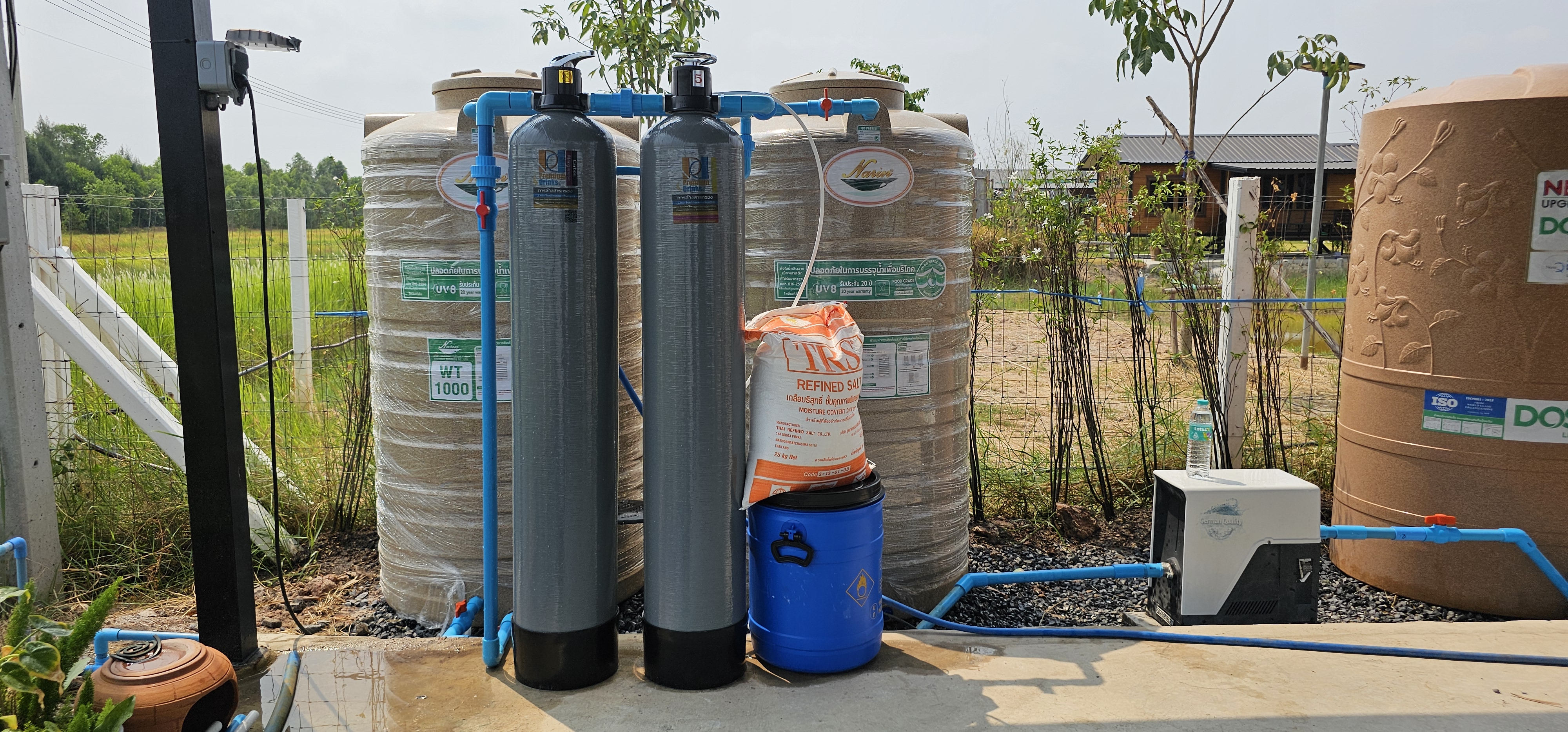 ถังกรองน้ำใช้ FRP2ถังขนาดจุสาร50ลิตร+เครื่องกรองน้ำดื่ม7ขั้นตอนระบบUF