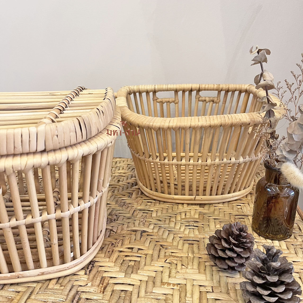 ตะกร้าหวายฝาปิด ตะกร้าใส่ของ ตะกร้ามินิมอล ตะกร้าสัตว์เลี้ยง ตะกร้าท้ายรถ ตะกร้าจักรยาน 🚲