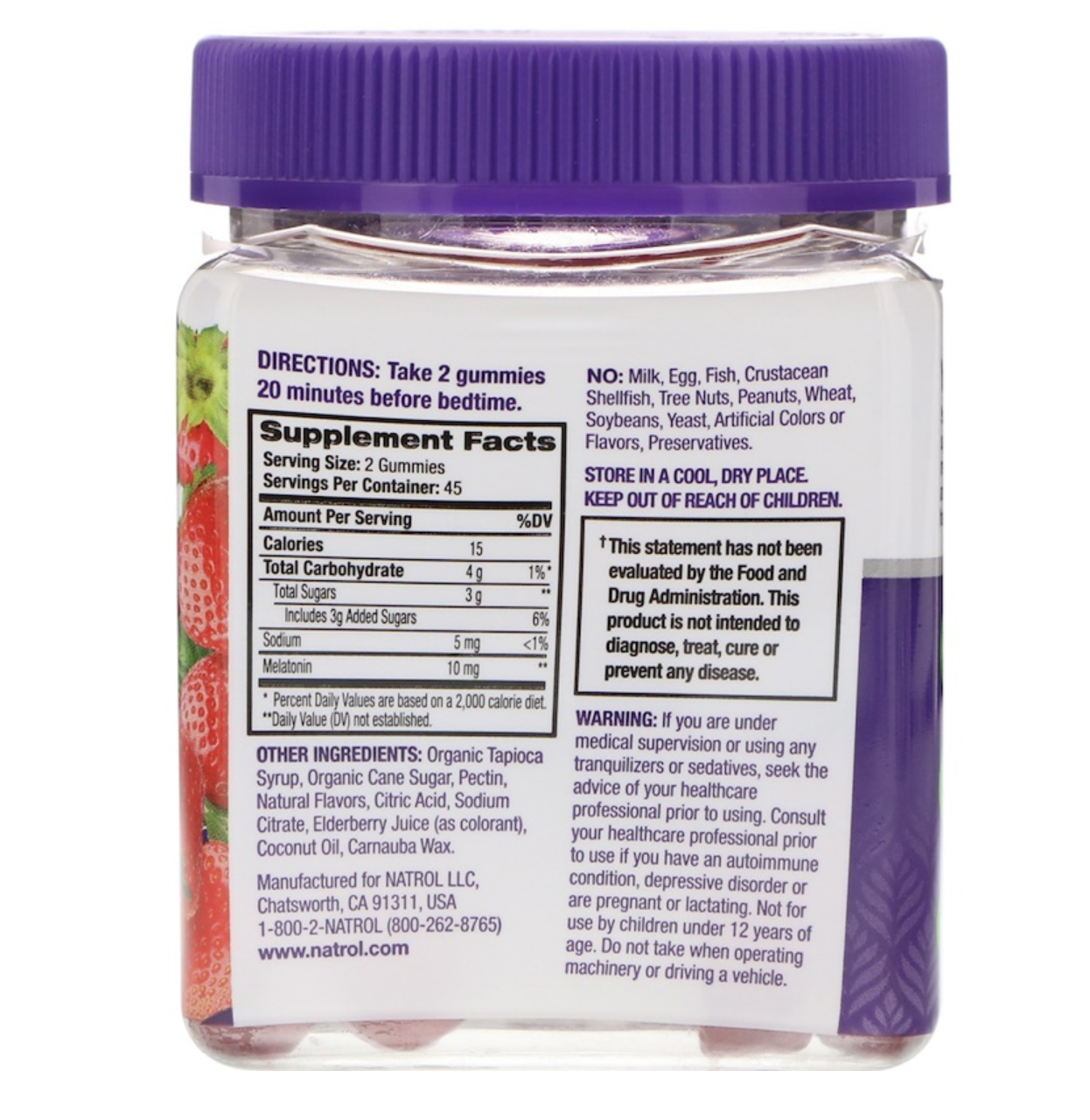 Natrol, Gummies, Melatonin, Strawberry, 10 mg, 90 Count