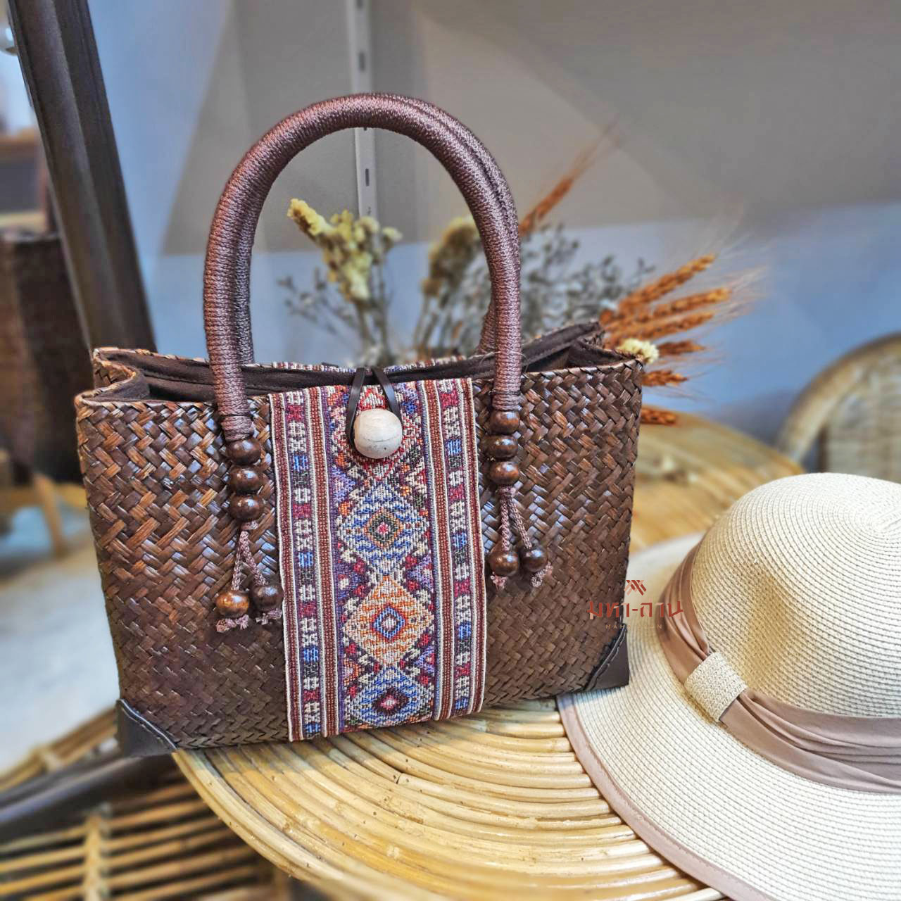 กระเป๋ากระจูด ของขวัญเกษียณ กระเป๋าถือ กระเป๋าผ้าไทย คละแบบ 👜