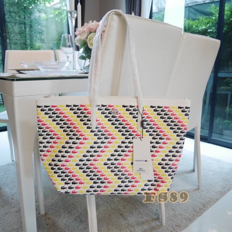 กระเป๋า LACOSTE PVC TOTE BAG โทนเหลืองขาว
