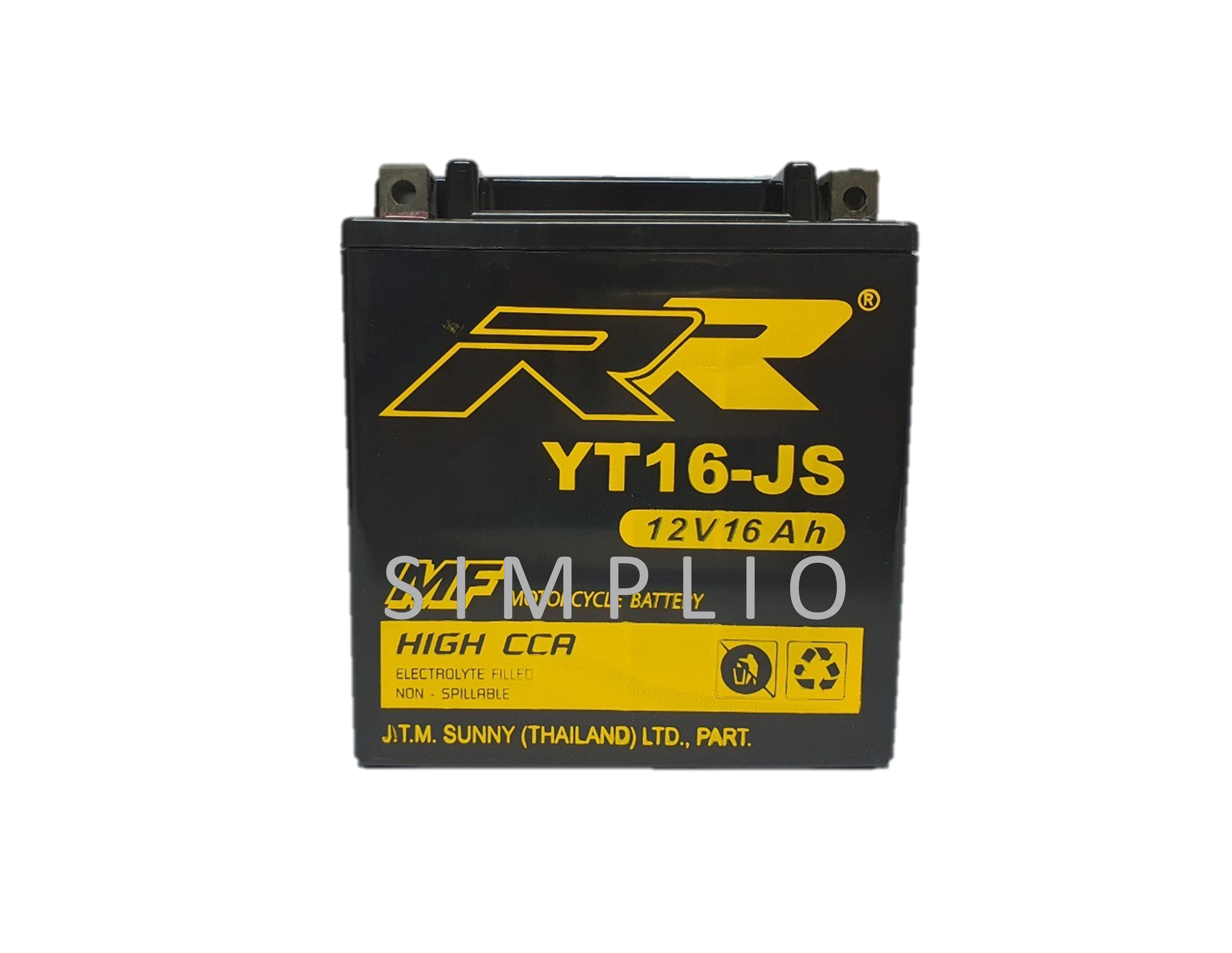 RR Battery YT16-JS (12V 16AH) High CCA แบตเตอรี่สำหรับมอเตอร์ไซค์ (แบตมอไซ)